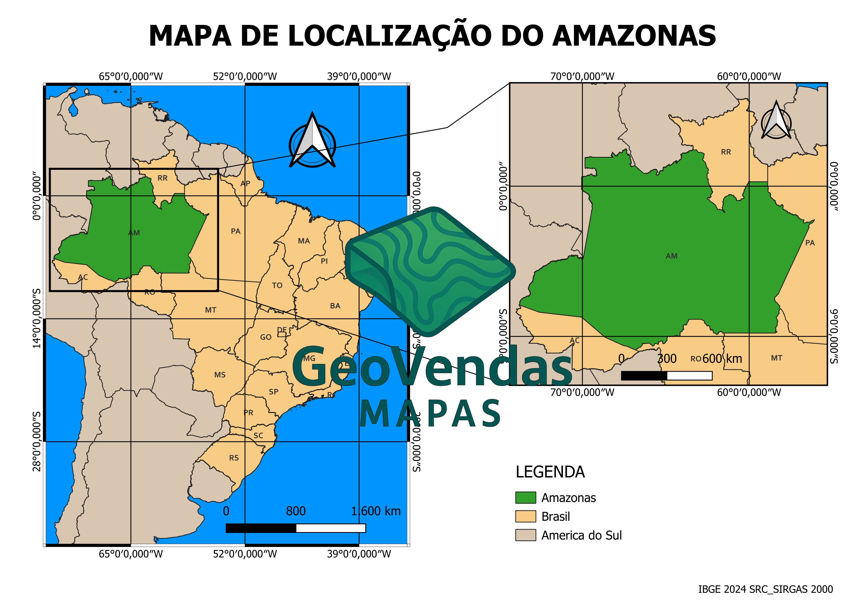 Mapa de localização do Amazonas